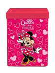 Kuber Industries Disney Minnie Print Non Woven Fabric Foldable Laundry Basket|Toy Storage Basket|Cloth Storage Basket With Lid & Handles (Pink)-KUBMART16284