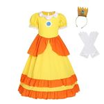 Dressy Daisy Toddler Girls Super Brothers Princess Dress with Crown and Gloves Halloween Birthday Party Costume Size 3T to 4T