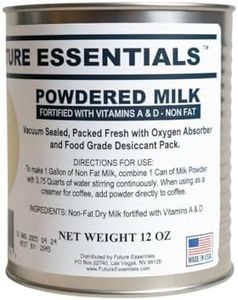 Future Essentials Canned Instant Nonfat Dry Milk Powder – 20-Year Shelf Life Non Fat Dry Powdered Milk with Vitamins A & D – Ideal for Emergency & Long-Term Storage, 12oz, #2.5 Can