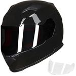 ILM Motorcycle Full Face Helmet for Adults Men Anti-Fog Pinlock Shield Street Bike Snowmobile Helmets DOT Model-817 (Gloss Black,L)