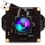 ELP High Speed Wide Angle Global Shutter USB Camera Module for Computer 1080P Mini UVC USB2.0 Webcam Board with 110degree No Distortion Lens AR0234 High Frame 90fps Web PC Camera Board for Laptop