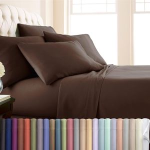 Southshore Fine Living, Inc. 7-Piece Split King Sheets Set for Adjustable Bed, 16-Inch Deep Pocket, Wrinkle-Free, Soft Microfiber Bedsheets, Fade Resistant Luxury Sheet Set Split King Size - Brown