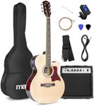 Max SHOWKIT Beginner Electric Acoustic Guitar Starter Kit with 40W Amplifier, Built-in Tuner, EQ, Digital Tuner, Accessories & Gig Bag - Natural Finish