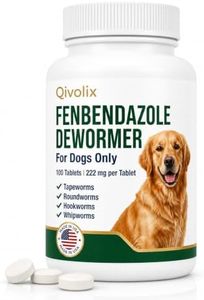 Canine Dewormer for Dogs (fenbendazole), for Treatment and Control of Tapeworms, Roundworms, Hookworms and Whipworms, Oral Tablets (222 mg/g),100 Tablets