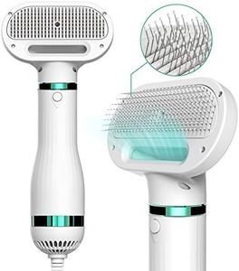 iPettie Pet Hair Dryer 2 with Slicker Brush, 3 Heat Settings, Portable Dog Blower, Professional Home Grooming Furry Drying for Small Large Cat Dog, White