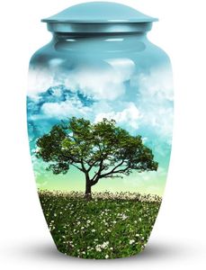 YATSKIA Nature Themed Metal Large Urn for Ashes Mom & Dad - Cremation Urn for Adult Ashes Male & Female