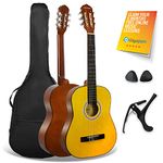 3rd Avenue XF 3/4 Size Junior Kids Classical Spanish Starter Beginner Pack Acoustic Guitar with Nylon Strings, Gig Bag, Capo and Picks – Natural