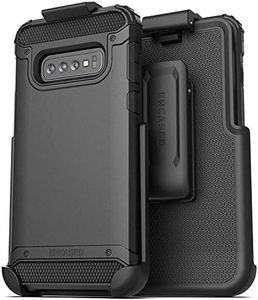 Encased Galaxy S10 Plus Belt Clip Holster Case (2019 Scorpio Armor) Ultra Protective Tough Grip Cover with Holder for Samsung Galaxy S10+ (Matte Black)