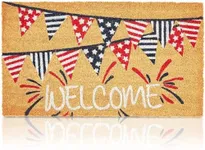 Juvale Coco Coir Door Mat, 4th of July Porch Rug, Non-Slip Outdoor Welcome Mats for Home, Front Door, Patio, Porch Entryway, and Garage, Memorial Day, Patriotic Decorations, 30 x 17 in