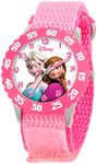 Disney Frozen Analog Watch, Time Teacher for Kids and Toddlers, Pink Bezel & Nylon Strap Watch, Pink, SS Kids