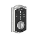 SCHLAGE BE375 CAM 626 Touch Keyless Touchscreen Electronic Deadbolt Lock, Satin Chrome