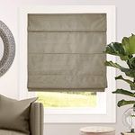 Chicology Cordless Roman Shades Lining Modern Fabric Cascade Window Blind Treatment, 33" W X 64" H, Lux Coffee (Room Darkening)