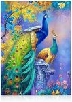 Modern Merch Diamond Art Birds, Elegant Peacock Landscape Diamond Dots for Adults, Jewel Art Painting Kits, Gem Arts and Crafts for Adults, Round Drill 12x16