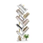 Yusong Tree Bookshelf, Floor Standing Bookcase with Steel Pipe for Living Room Bedroom, Organizer Shelves for Home Office (Gold and White, 9 Tier)