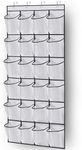 MISSLO Over the Door Shoe Storage Organiser Hanging Shoe Rack Holder 24 Large Mesh Pockets for Wardrobe Door Tidy with Hanger(White)