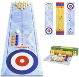 Naissgo 3-in-1 Tabletop Curling, Shuffleboard, and Bowling Game - Portable Family Game for Kids & Adults 47 inch - Easy to Set Up Desktop Indoor/Outdoor Fun (120x30cm)