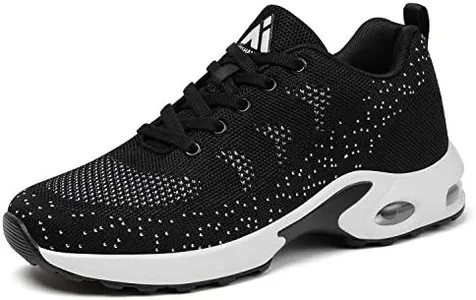 Mishansha Running Sneakers Women Air Cushion Lightweight Breathable Arch Support Athletic Fitness Sports Shoes Jogging Walking Black 7.5