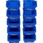 The Workplace Depot Plastic Picking Storage Bins - Pack of 10 - 75(H) x 105(W) x 162(D) mm (Blue)