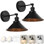 Bailoch Black Vintage Wireless Battery Operated Wall Sconces, Industrial Cordless Battery Powered Led Wall Lights Set of 2, Wall Lamp Fixture Indoor with Remote Control for Bedroom Farmhouse Gallery