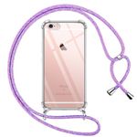 Pnakqil Cover for iPhone 6/iPhone 6s with Lanyard, Transparent Case with Strap Mobile Phone Strap Choker Collar Protective Necklace for iPhone 6S 4.7 Inch, Purple 01