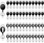 xinfedi 50 Packs Heave Duty Badge Reels Retractable with Carabiner Belt Clip and Key Ring, Badge Holders for ID Card Name Keychain(Black, 26.5 Inch Pull Cord)