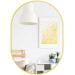 Hibtn Oval Mirror 50 x 70cm, Wall Mounted Mirrors Horizontal or Vertical Hanging Wall for Makeup Bathroom, Bedroom, Living Room, Golden