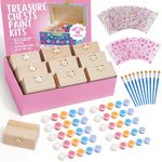 10 Sets Jewelry Box Painting Set for Kids with Stickers - Bulk Stockings & Birthday Goodie Bag Stuffer - Kids Party Favors Toy Return Gifts - Unfinished Wooden Treasure Boxes For Arts & Craft