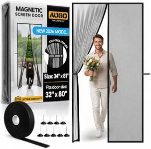AUGO Magnetic Screen Door - Self Sealing, Heavy Duty, Hands Free Mesh Partition Keeps Bugs Out - Pet and Kid Friendly - Patent Pending Keep Open Feature - 34 Inch x 81 Inch