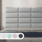 Art3d Peel and Stick Headboard for King, Full and Queen in Gray, Pack of 6 Panels Sized 9.84" x 23.62", Soundproof Wall Panels 3D, Upholstered Wall Panel