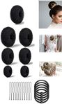 7-Piece Donut Bun Maker Set with 5 Elastic Bands and 20 Hair Pins - Create Beautiful Hair Ring Style Buns - Black