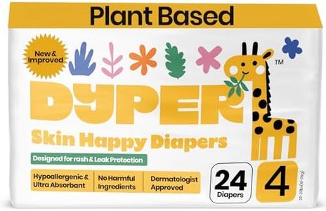 DYPER - Baby Diapers Hypoallergenic Cloth Alternative Day & Overnight Protection - Made with Plant-Based* & Honest Ingredients - Size 4 (24 Count)