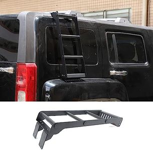 Car Tailgate Ladder Compatible with Hummer H3 2005-2009, Car Tailgate Step Ladder Kit, Rear Door Ladder, Tail Door Ladder, Climbing Tailgate Ladder Mount Bracket, Aluminum Alloy (H3_Side Window)