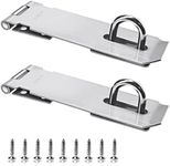 2Pcs Stainless Steel Gate Lock Hasp, Safety Packlock Clasp Hasp Lock Set Door Locks Hasp Latch for Doors, Cabinets, Closets and More (5inch-Silver)