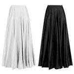 Mrugneni Silk Maxi Skirts, Ethnic Wear, Kali Pattern, Set of 2, (in, Alpha, Free Size, Regular, White/Black)