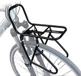 Bike Front Pannier Rack, Bicycle Hang On Front Rack, 15KG Load Cycle Rack, Brake Frame Luggage Shelf, Easily mounts Bags/Tent/Sleeping Bag/Baskets to Handlebars in Seconds Black