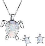 ClodeEU Jewellery Set for Women, Tortoise Multicolor Set Pendant Stud Clavicle Chain Ladies Turtle Jewelry Set Elegant Jewelry Gifts Accessory White