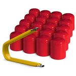 ColorLugs Vinyl LugCap Lug Nut Cover Red | Flexible Fit Lug Nut Cap | Fits 19mm Wide x 1 Inch deep | Pack of 25 & Deluxe Extractor | Available in a Variety of Colors and Sizes