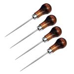 4 Pack Wooden Handle Scratch Awl Gourd Shape Leather Awl Tool Pin Punching for Leather Pouch Hole DIY Handmade