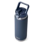 YETI Rambler 26 oz (769 ml) Stainless Steel Water Bottle with Straw Cap (Navy) – Insulated Drinks Bottle with 100% Leakproof Straw Cap – 5 Year Warranty