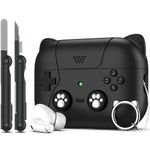 RFUNGUANGO for AirPods Pro 2nd /1st Generation Case Cover with Keychain,Game Player Design for Kid Men and Women, Soft Silicone Case for AirPods Pro Gen 2/1(2023/2022/2019)Charging Case- Cat Ear Black