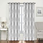 Home Beyond & HB design - Jacquard Room Darkening Curtains with Grommets - Thermal Insulated Noise Reducing - Decorative Window Curtains for Living Room Bedroom - 52 x 96 Inch（2 Panels, White）