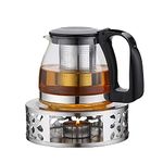 Stainless Steel Tea Warmer Teapot Coffee Food Warmer with Tealight Candle Holder for Borosilicate Glass Teapots