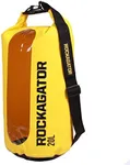 Rockagator Transparent Dry Bag Waterproof Roll Top Shoulder Sling Pack | Runabout Series - Water Proof Rucksack Day Pack Bag for Beach, Kayak, Fishing and Camping (Yellow, 20 Liter)