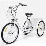 OLIKED 24" 3 Wheel Electric Bike for Senior, 350W Adults Electric Tricycle Trike, Three Wheel Ebike E Bicycle with Removable 36V 12Ah Lithium Battery, Motorized Trike with Basket for Women Men