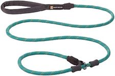 RUFFWEAR Just-a-Cinch Leash, Dog Collar and Dog Lead 1.5 m (5 ft) Long, Rope Slip Lead for Dogs. Long Dog Lead with Reflective Rope & Collar Combination, Padded Comfortable Handle, Aurora Teal