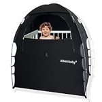 Aibeirbaby Baby Pack n Play Blackout Canopy Crib Cover Tent Sleeping Space for Age 4 Months and Up with Monitor Pouch Baby Travel Essential (Black)