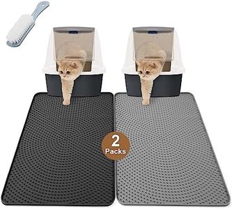 Odoland 2PCS Cat Litter Mats Litter Trapping Mat, 53x38cm Pet Litter Tray Mat Silicone Litter Box Mat Scatter Control, Waterproof Non-Slip Cat Litter Catcher Mat - Grey & Black