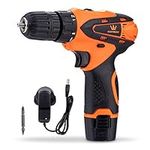 TOPWAY Cordless Drill Driver 12V, Battery Powered Screwdriver with 10mm Keyless Chuck, 2 Speed, LED Light and 1X Battery Included, Ideal for Home DIY Project 102000