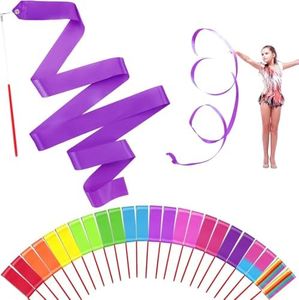 Niceup 24 Pcs Dance Ribbon, Assortment Rainbow Colors Gymnastics Ribbon Streamers for Kids Party Bag Fillers Goodie Bag Fillers Birthday Princess Fairy Circus Party Favors Decoration Supplies