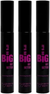 Elizabeth Mott Black Volumizing Smudge-Proof Cruelty Free Lengthening Fiber Mascara Set with Hourglass Wand, Water-Resistant, Safe for Eye Lash Extensions, Travel-friendly, Mini Trio Set, 4 ml x 3